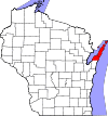 State map highlighting Door County