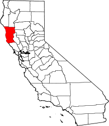 Mendocino County's location within California