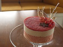 Eggnog mousse cake with almond dacquoise.jpg