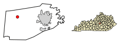 Location of Perryville in Boyle County, Kentucky.