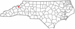 Location of Bakersville, North Carolina