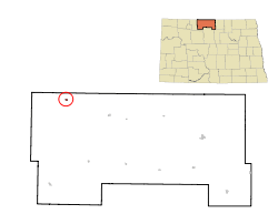 Location of Antler, North Dakota