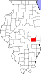State map highlighting Coles County