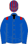 Royal blue, red epaulets, striped cap