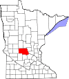 State map highlighting Stearns County