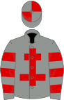 Grey, red cross of lorraine, hooped sleeves, quartered cap