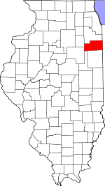 Map of Illinois highlighting Kankakee County