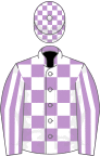 Mauve and White check, striped sleeves