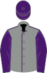 Grey, purple seams, sleeves and cap