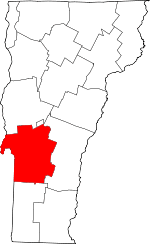 Map of Vermont highlighting Rutland County