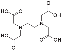 Skeletal formula of ethylenediaminetetraacetic acid