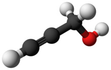 3D ball-and-stick structure of propargyl alcohol