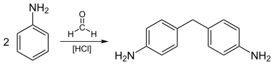 Synthesis of 4,4'-diaminodiphenylmethane.svg
