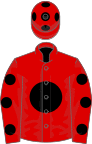 Red, black disc, spots on sleeves and cap