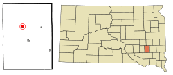 Location in Hanson County and the state of South Dakota