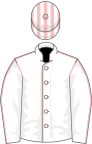 White, pink seams, striped cap