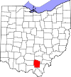 State map highlighting Jackson County