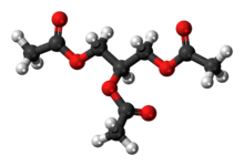 Ball-and-stick model of the triacetin molecule