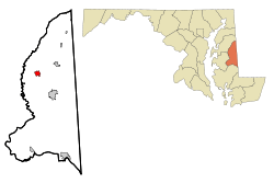 Location of Ridgely, Maryland