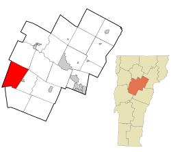 Location in Washington County and the state of Vermont
