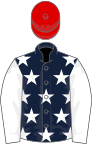 Dark blue, white stars and sleeves, red cap
