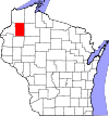 State map highlighting Washburn County