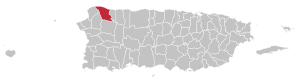 Map of Puerto Rico highlighting Isabela Municipality