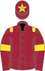 Maroon, yellow epaulets, armlets and star on cap