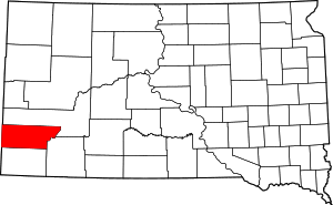 Map of South Dakota highlighting Custer County