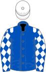 Royal blue, white epaulets, diamonds on sleeves, white cap