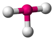 Skeletal model of a planar molecule with a central atom (iodine) symmetrically bonded to three (chlorine) atoms to form a big right-angled 2