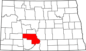 Map of North Dakota highlighting Morton County