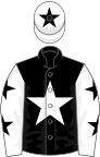 Black, white star, white sleeves, black stars, white cap, black star