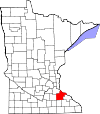 State map highlighting Goodhue County