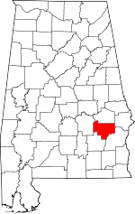 Map of Alabama highlighting Bullock County