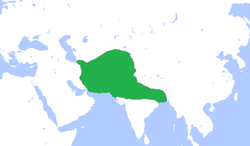 Map of the Ghurid dynasty at its greatest extent under Ghiyath al-Din Muhammad