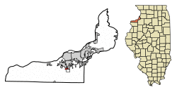 Location of Oak Grove in Rock Island County, Illinois.