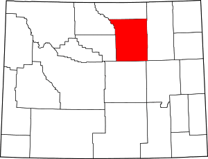 Map of Wyoming highlighting Johnson County