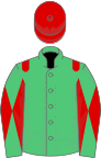 Emerald green, red epaulets, diabolo on sleeves, red cap