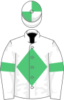 White, Emerald Green diamond and armlets, quartered cap