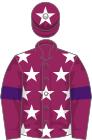 Pink, white stars, pink sleeves, purple armlets, pink cap, white star