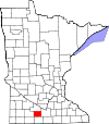 State map highlighting Watonwan County