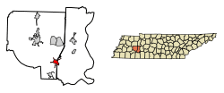 Location of Scotts Hill in Henderson County, Tennessee.