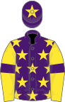Purple, Yellow stars, Yellow sleeves, Purple armlets, Purple cap, Yellow star