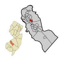 Lawnside highlighted in Camden County. Inset: Location of Camden County in the State of New Jersey.