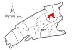Map of Perry County, Pennsylvania highlighting Howe Township