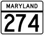 Maryland Route 274 marker
