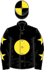 Black, yellow disc, black sleeves, yellow stars, quartered cap