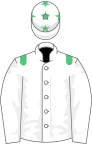 White, emerald green epaulettes, emerald green stars on cap