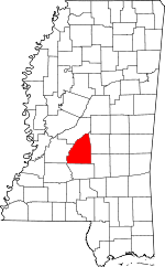 Map of Mississippi highlighting Rankin County
